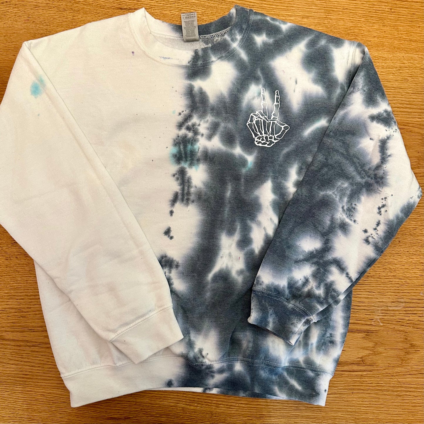 Tie Dye Skellie Hand Sweatshirt - Adult Medium