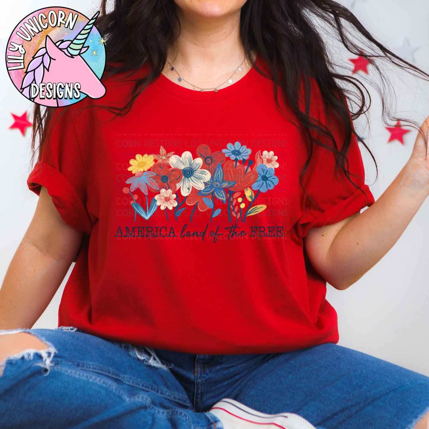 America Land of the Free Floral