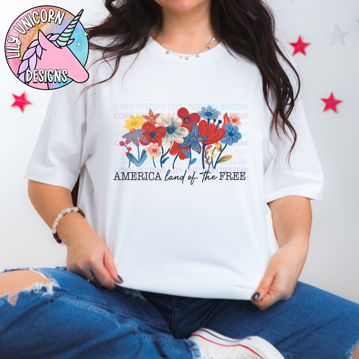 America Land of the Free Floral