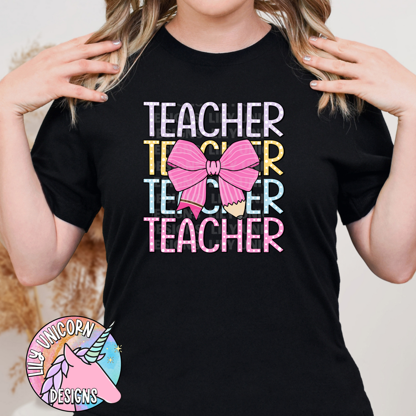 Pencil Bow Teacher T-Shirt