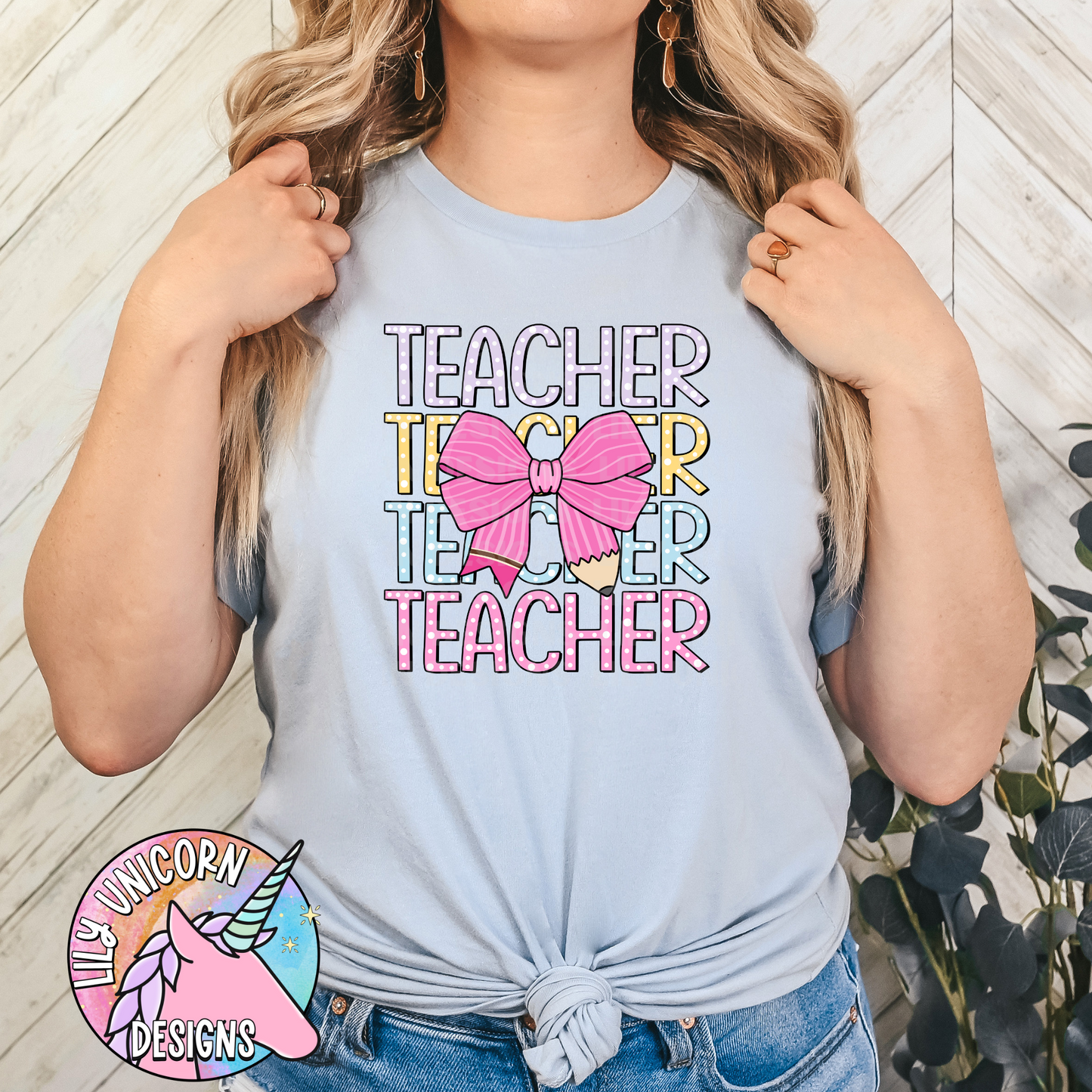 Pencil Bow Teacher T-Shirt