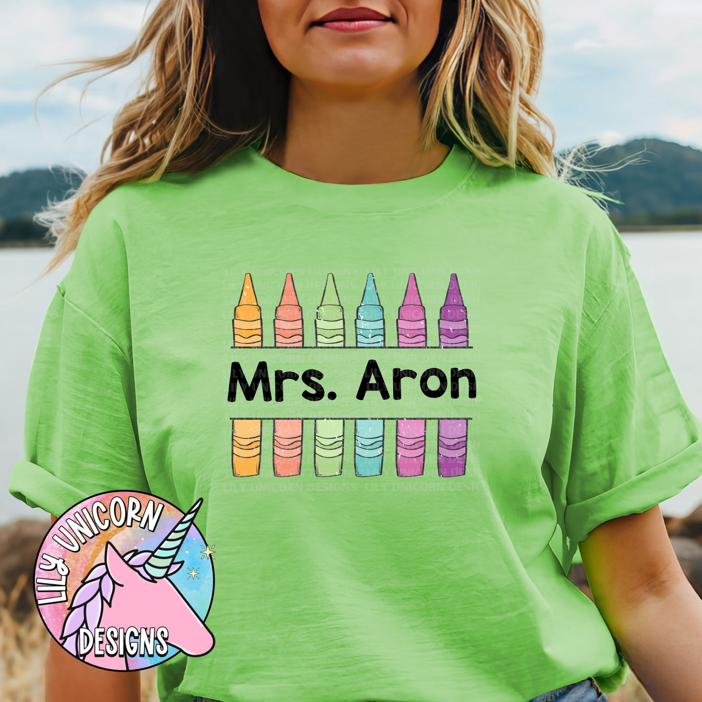 Crayon Teacher Name Grunge T-Shirt