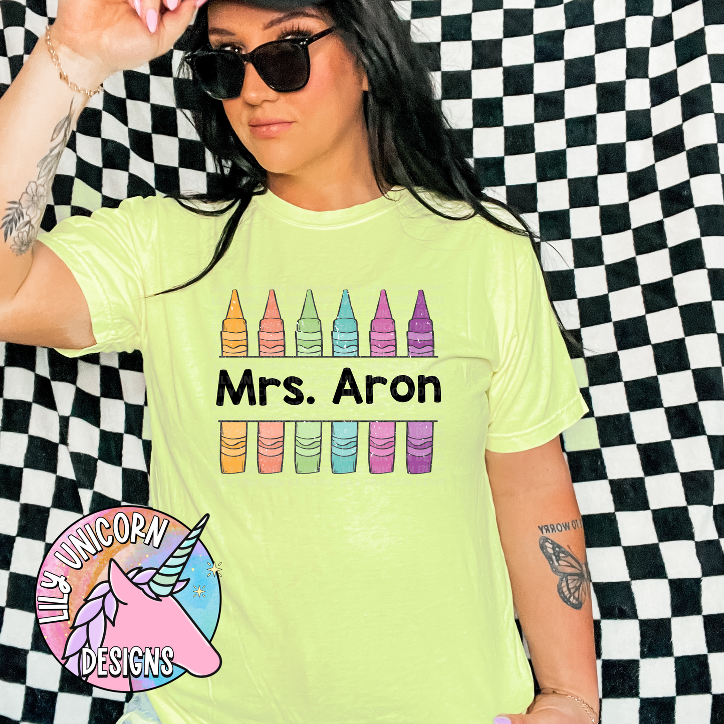 Crayon Teacher Name Grunge T-Shirt