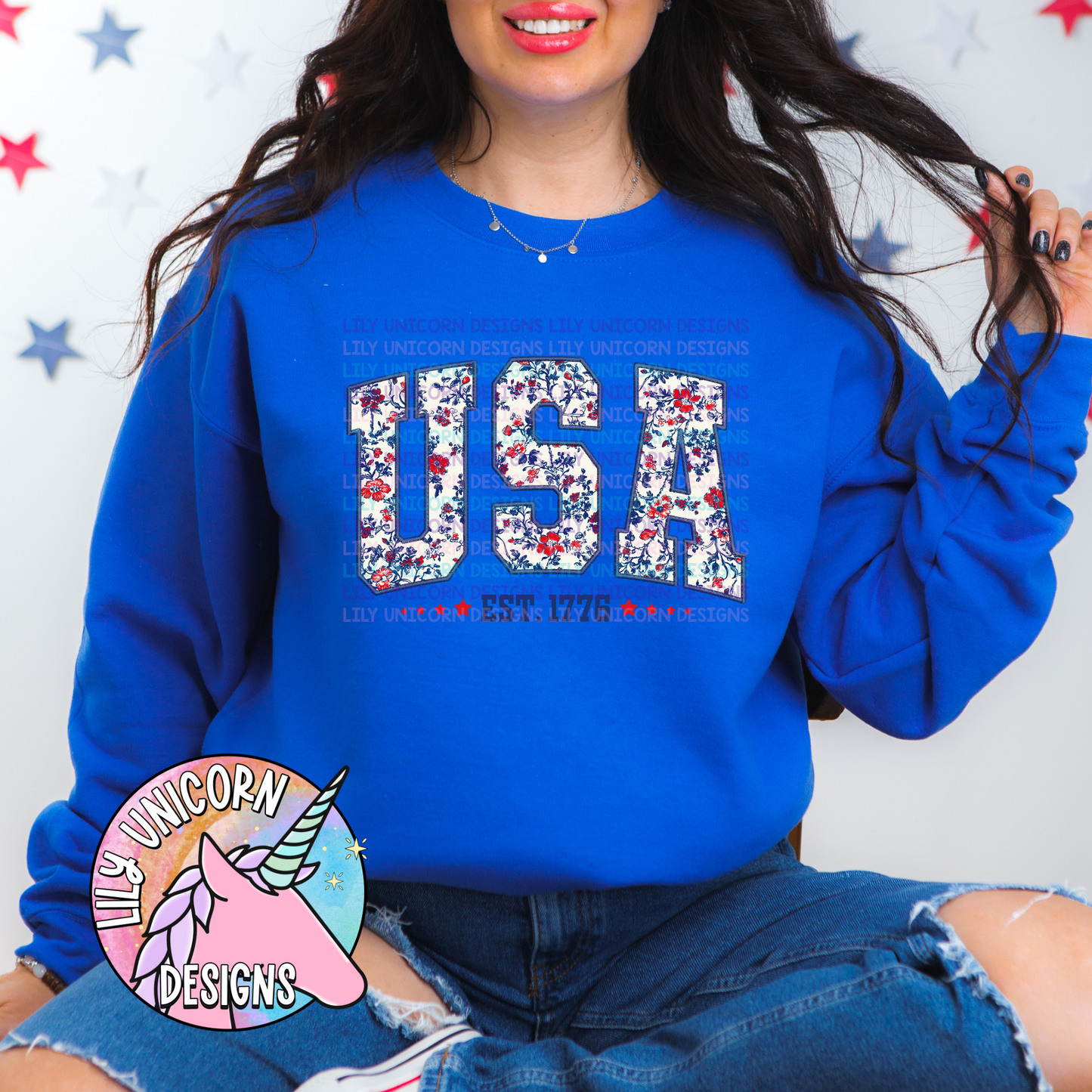 Floral USA Faux Embroidery