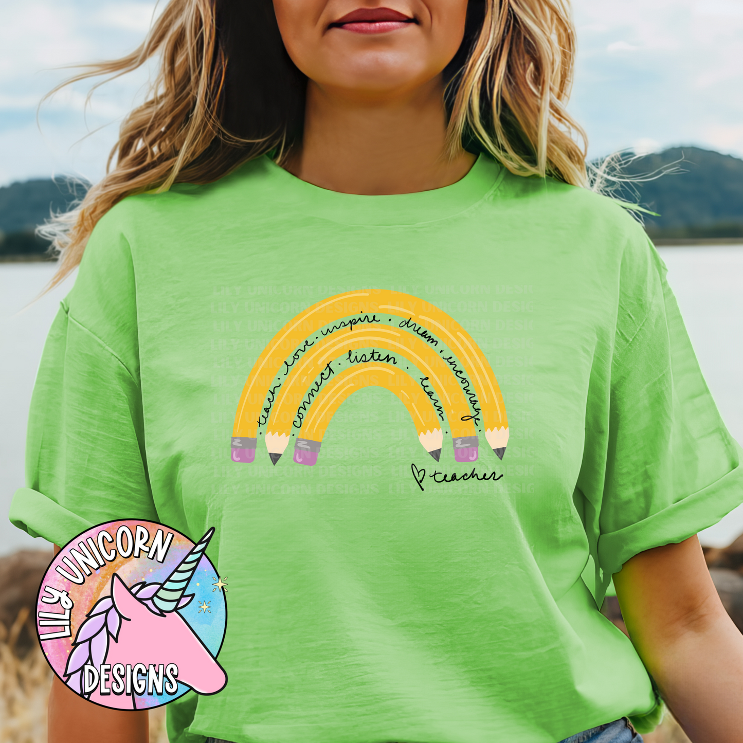 Teacher Pencil Rainbow T-Shirt