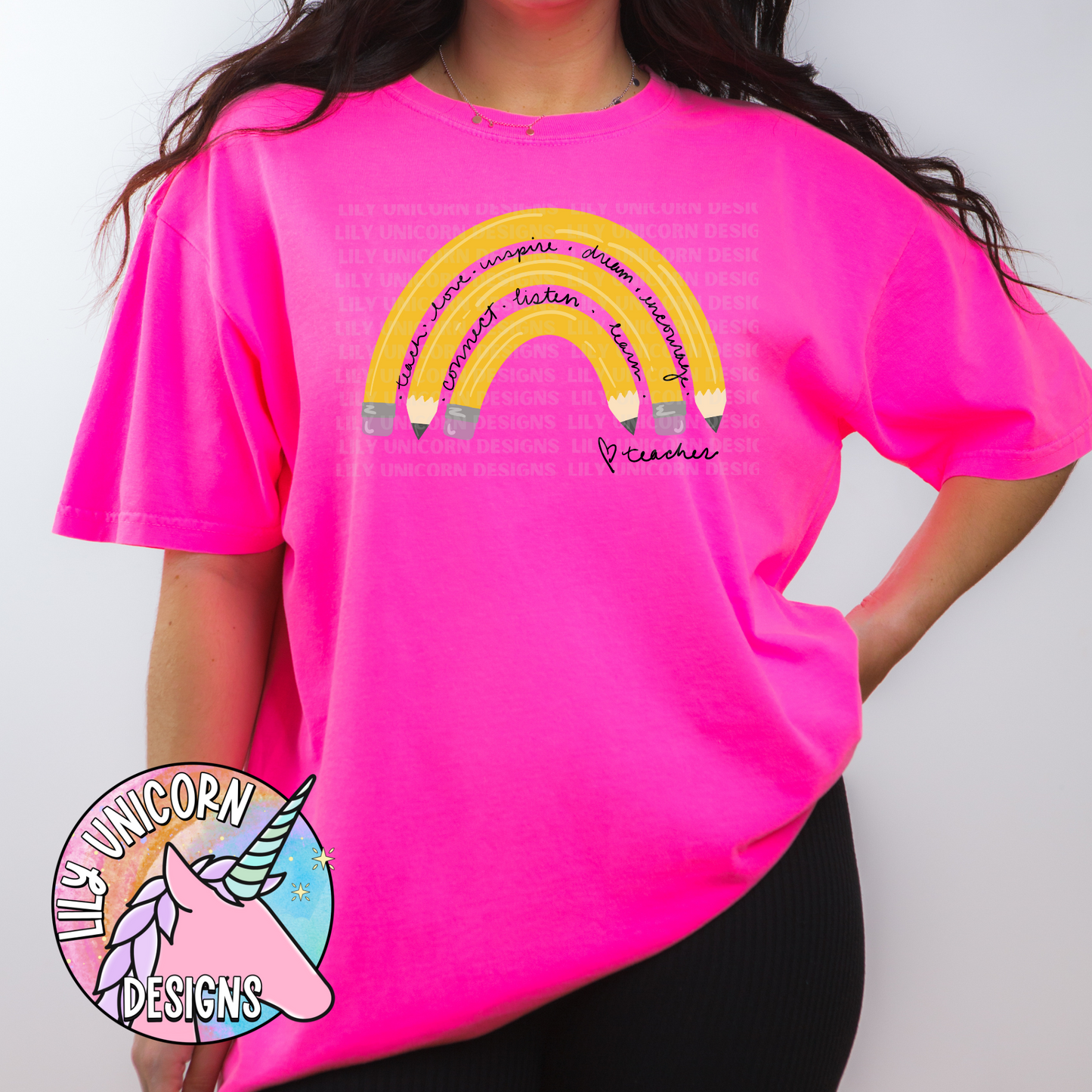 Teacher Pencil Rainbow T-Shirt