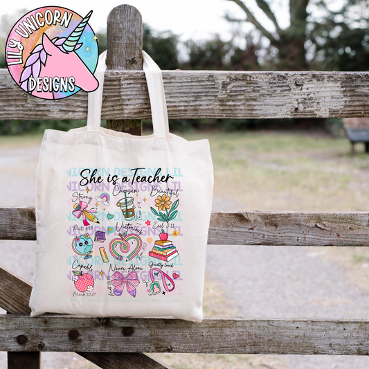 She Is A Teacher Tote