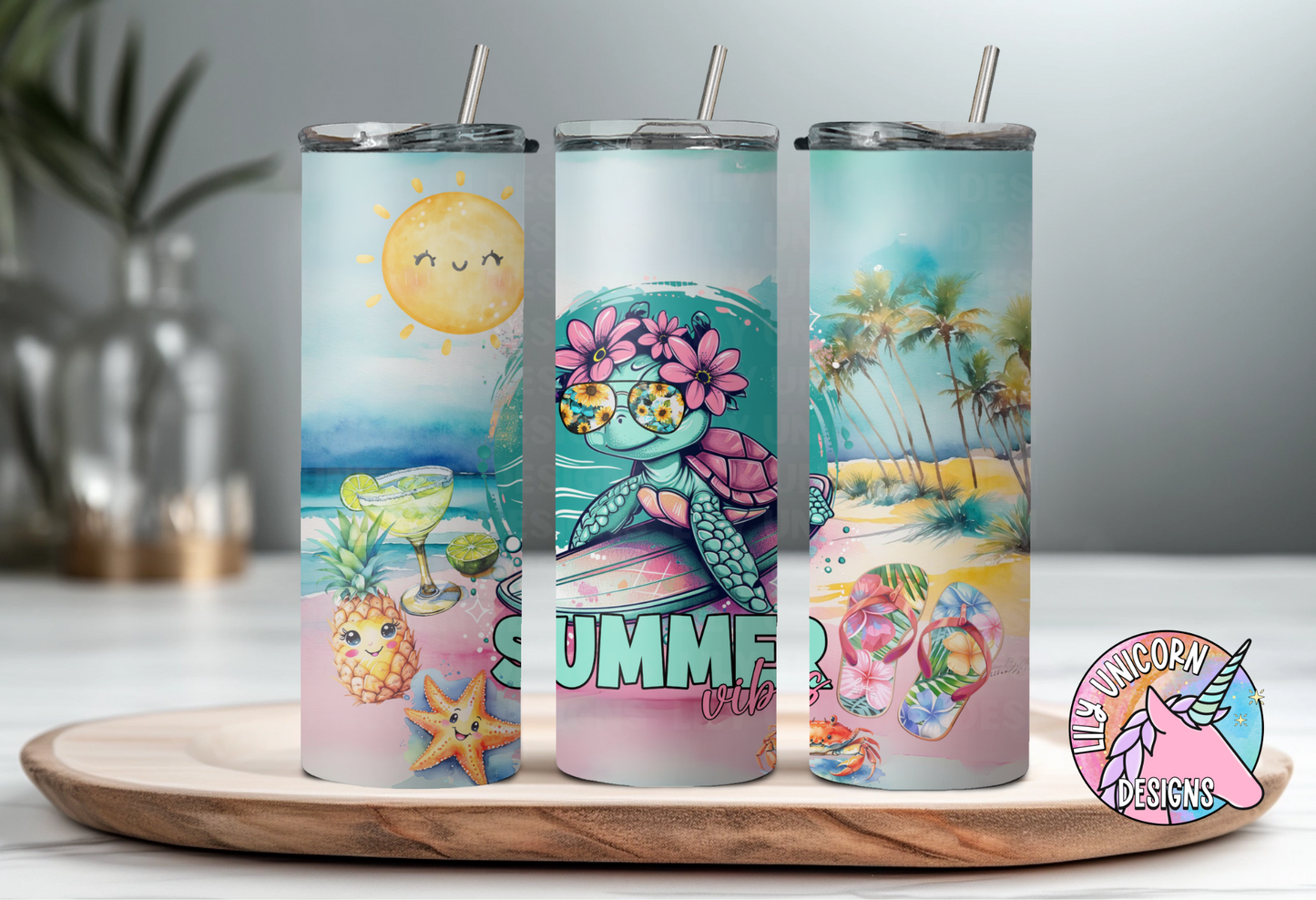 Summer Vibes Sea Turtle Tumbler