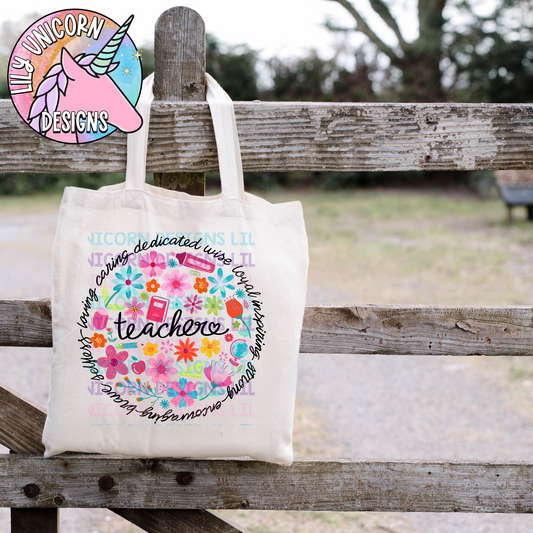 Teacher Floral Tote