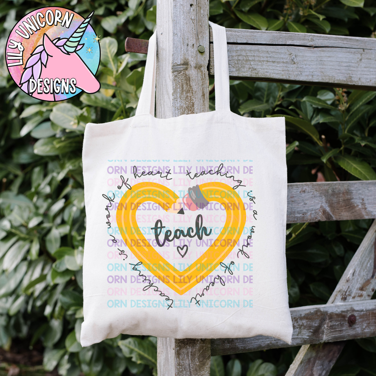 Teaching Is A Work Of Heart Pencil Tote