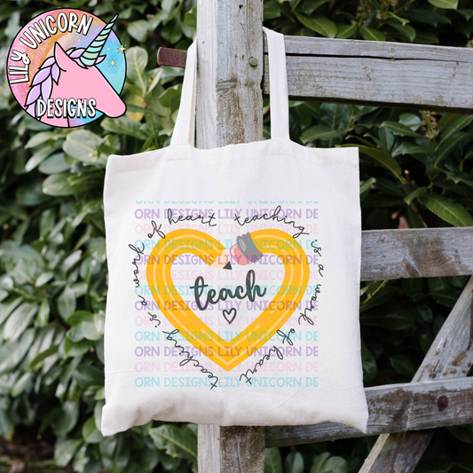Teaching Is A Work Of Heart Pencil Tote