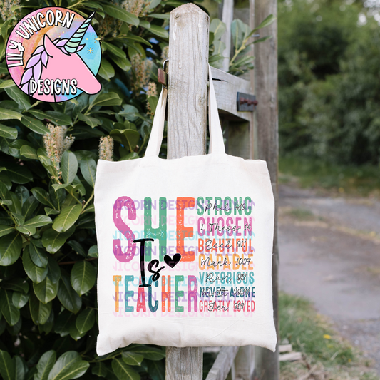 She is Teacher Tote