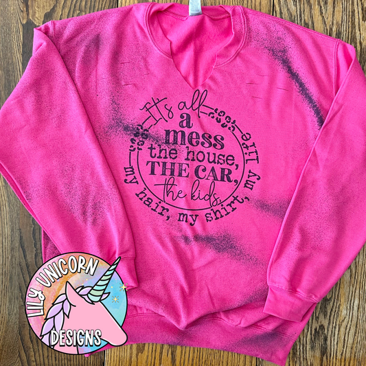 It's All A Mess Distressed Crewneck Sweatshirt